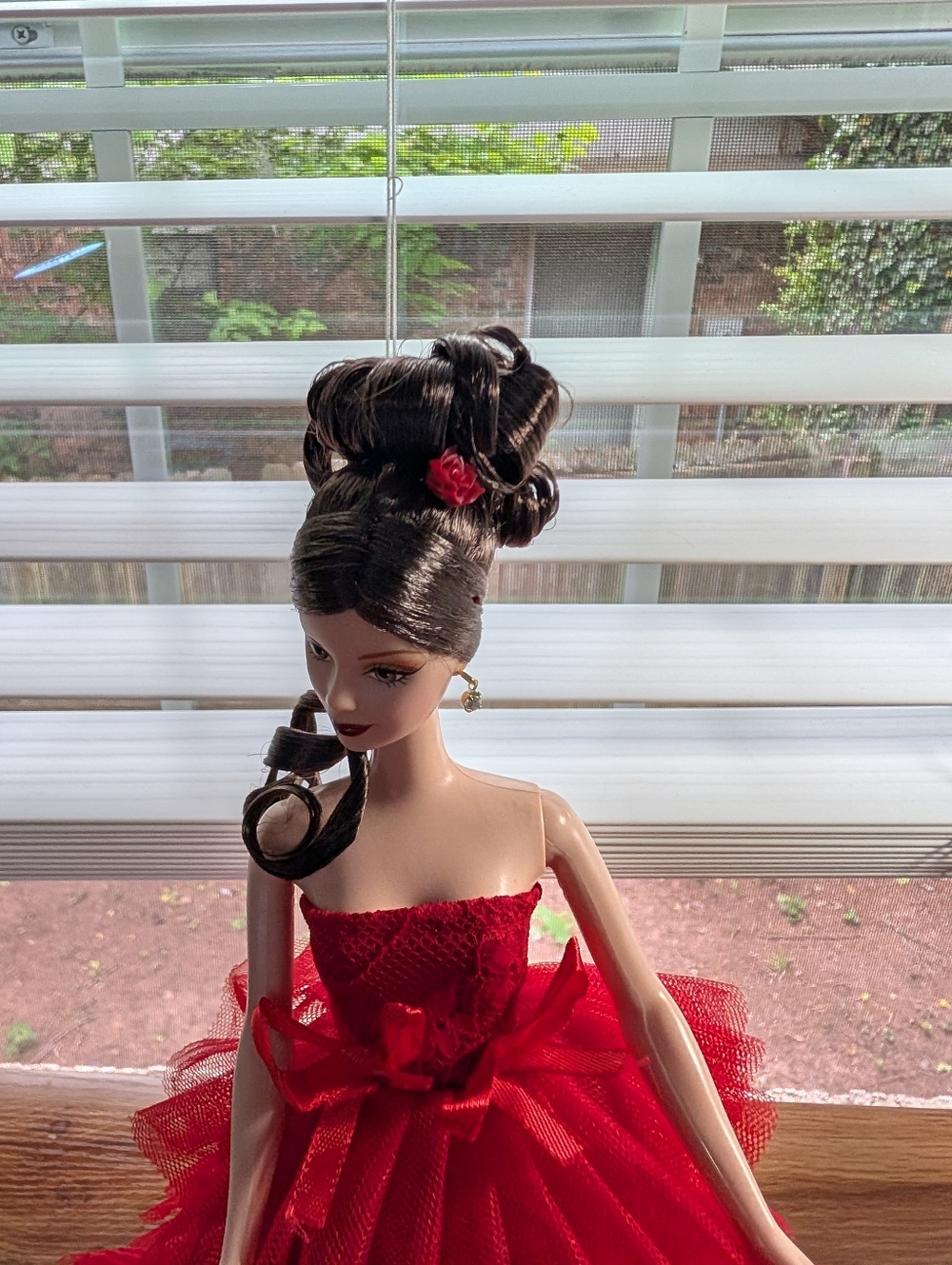 Vintage The Rose Barbie Restyled Red Ruffle Gown - Picture 7 of 10